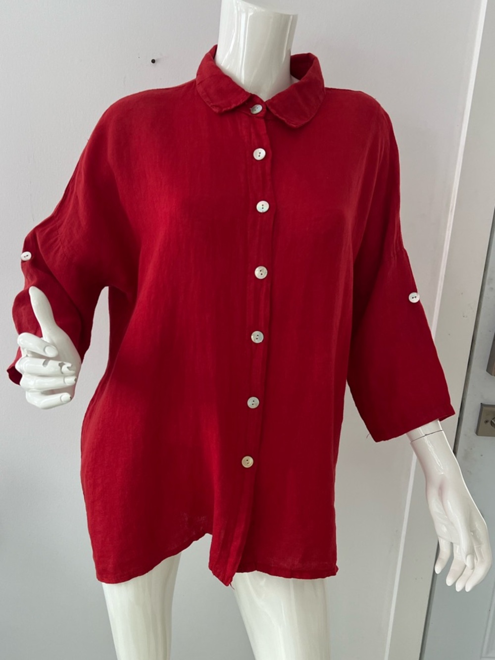Catwalk Studio 100% linen tunic  button down  Shirt  relaxed fit Boxy  size L/xL